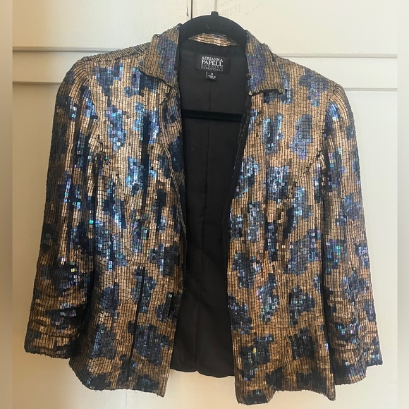 Adrianna Papell Sequin Leopard Blazer size 4 - Picture 2 of 5